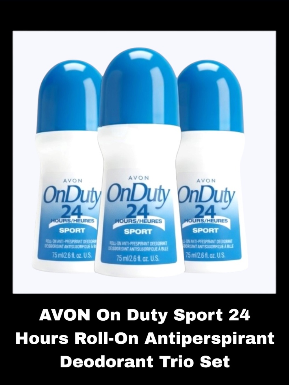 AVON On Duty Sport 24 Hours Roll-On Antiperspirant Deodorant Trio Set